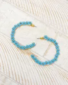 Beaded Mini Flower Lined Hoop Earrings