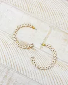 Beaded Mini Flower Lined Hoop Earrings