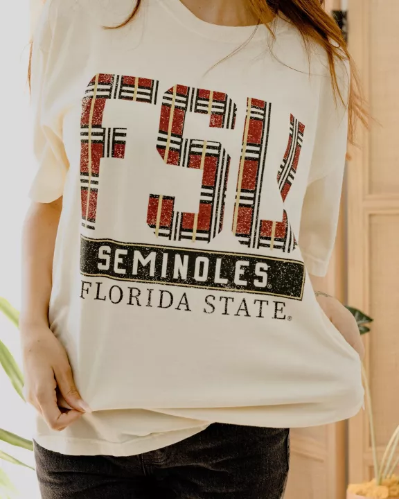 FSU Seminoles Preppy Plaid Ivory Tee