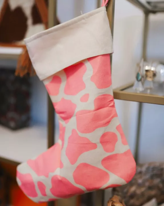 Pink Cowhide Christmas Stocking