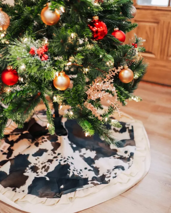 Brown Cowhide Christmas Tree Skirt