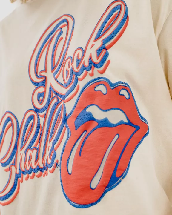 Rolling Stones KU Jayhawks Malibu Puff Ink Off White Thrifted Tee