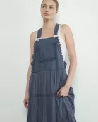 MAD2997 MIX MEDIA OVERALL DRESS WITH LACE