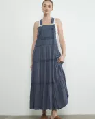 MAD2997 MIX MEDIA OVERALL DRESS WITH LACE