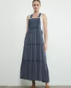 MAD2997 MIX MEDIA OVERALL DRESS WITH LACE