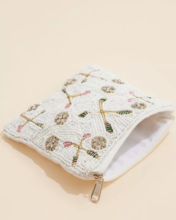Bandy Racket & Ball Beaded Coin Pouch