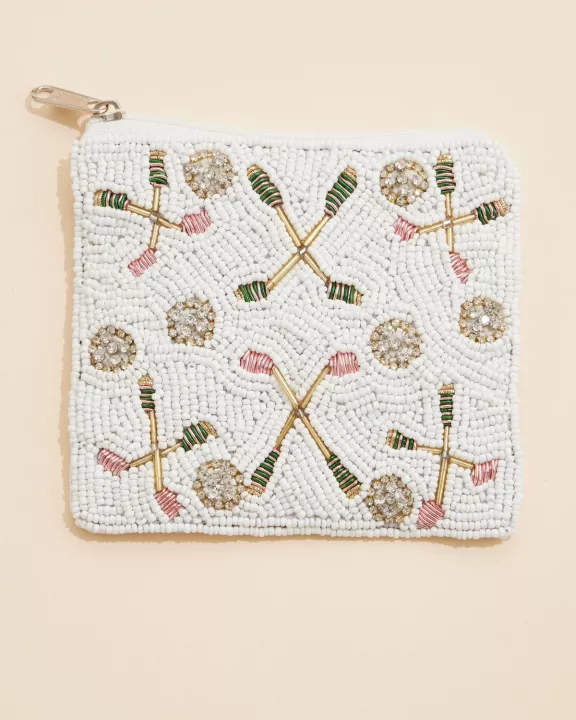 Bandy Racket & Ball Beaded Coin Pouch