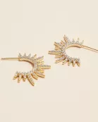 Radiant Sunburst Gold Hoop Earrings with Sparkling Crystals