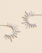 Radiant Sunburst Gold Hoop Earrings with Sparkling Crystals
