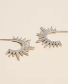 Radiant Sunburst Gold Hoop Earrings with Sparkling Crystals
