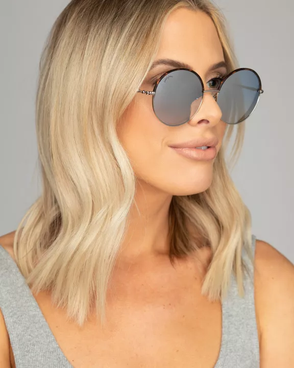 Farrah Round Metal Sunglasses - Blue