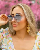 Farrah Round Metal Sunglasses - Blue