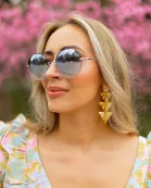 Farrah Round Metal Sunglasses - Blue