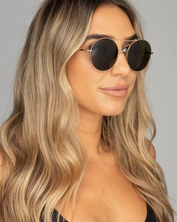 Capri Round Double Bridge Sunglasses - Brown