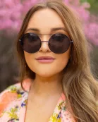 Capri Round Double Ridge Sunglasses - Black