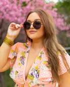 Capri Round Double Ridge Sunglasses - Black