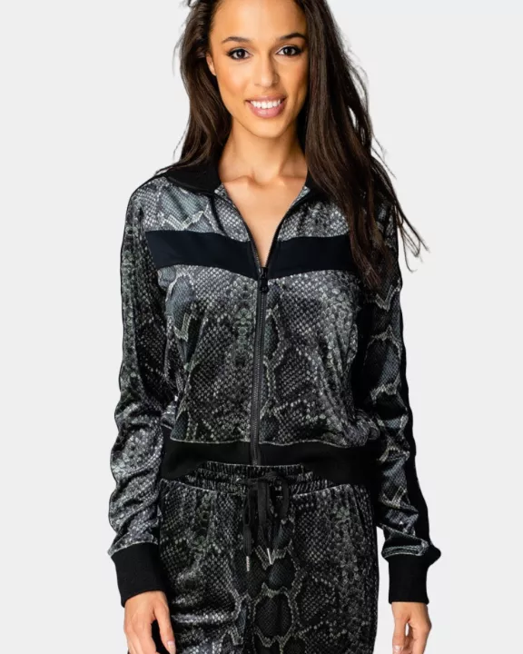 Carmela Velour Track Jacket - Olive