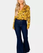 Melissa Surplice Long Sleeve Bodysuit - Tortoiseshell