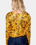 Melissa Surplice Long Sleeve Bodysuit - Tortoiseshell