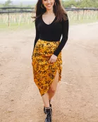 Marie Zip Fron Midi Skirt - Tortoiseshell