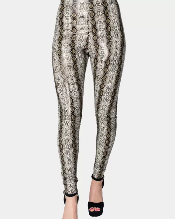 Mila Patent Vegan Leather Legging - Black Snake