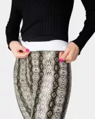 Mila Patent Vegan Leather Legging - Black Snake