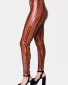 Mila Patent Vegan Leather Legging - Cognac Snake