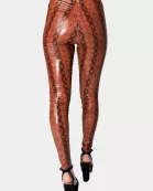 Mila Patent Vegan Leather Legging - Cognac Snake