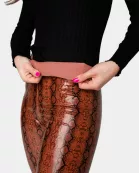 Mila Patent Vegan Leather Legging - Cognac Snake