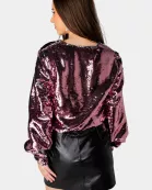 Jenny Long Sleeve Sequin Bodysuit - Rose