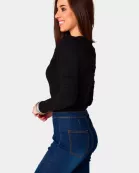 Holly Long Sleeve Button Up Bodysuit - Black