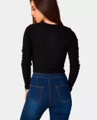 Holly Long Sleeve Button Up Bodysuit - Black
