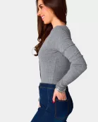 Holly Long Sleeve Button Up Bodysuit - Grey