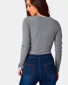 Holly Long Sleeve Button Up Bodysuit - Grey