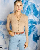 Holly Long Sleeve Button Up Bodysuit - Chocolate