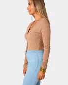 Holly Long Sleeve Button Up Bodysuit - Chocolate
