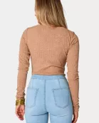 Holly Long Sleeve Button Up Bodysuit - Chocolate