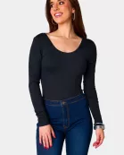 Benny Long Sleeve Scoop Neck Bodysuit - Panther