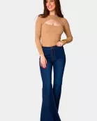 Nadia Long Sleeve Cutout Bodysuit - Natural