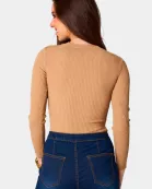 Nadia Long Sleeve Cutout Bodysuit - Natural
