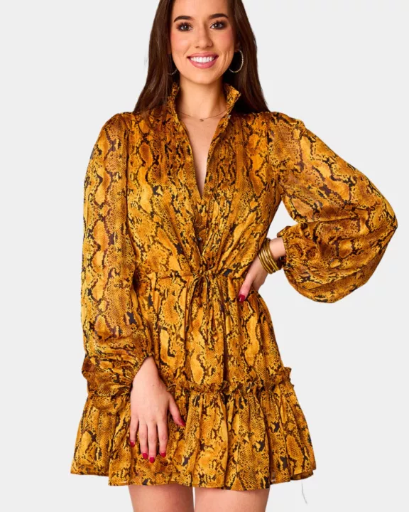 Grace Long Sleeve Short Dress - Snake Charmer