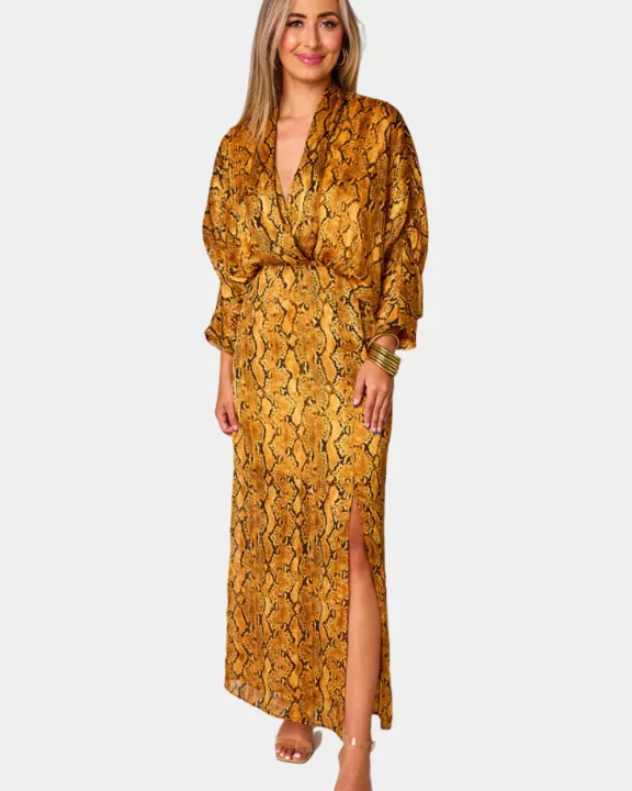 Jude Long Sleeve Maxi Dress - Snake Charmer