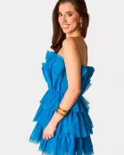 Powder Puff Strapless Tulle Mini Dress - Indigo