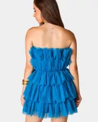Powder Puff Strapless Tulle Mini Dress - Indigo