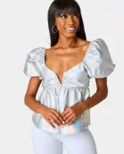 Houston Puff Sleeve Top - Iridescent