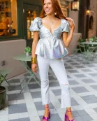 Houston Puff Sleeve Top - Iridescent