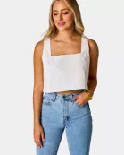 Manning Vegan Leather Cropped Tank Top - Powder