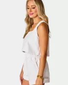 Manning Vegan Leather Cropped Tank Top - Powder