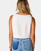 Manning Vegan Leather Cropped Tank Top - Powder
