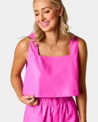 Manning Vegan Leather Cropped Tank Top - Magenta